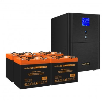 Комплект EXEGATE ИБП EX295990RUS + батарея 55Aч EX285652RUS 4шт