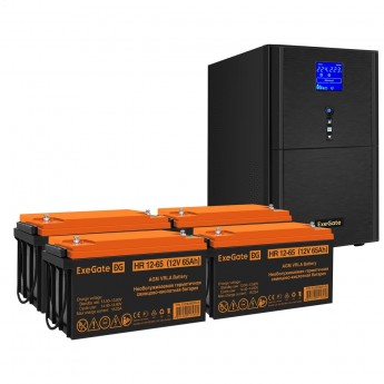 Комплект EXEGATE ИБП EX295990RUS + батарея 65Aч EX282982RUS 4шт