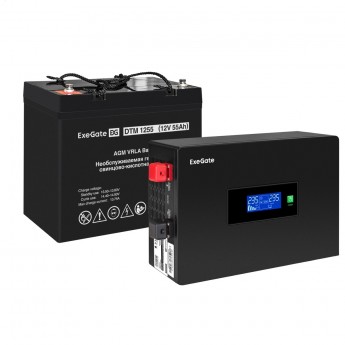 Комплект ИБП EXEGATE IDEALSINE SR-1000.LCD.2SH + батарея 55Aч, 1 шт Комплект ИБП EXEGATE IDEALSINE SR-1000.LCD.2SH + батарея 55Aч, 1 шт