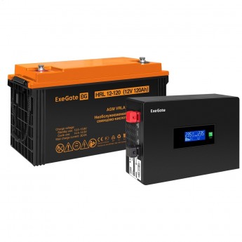 Комплект ИБП EXEGATE IDEALSINE SR-600.LCD.2SH + батарея 120Aч, 1 шт